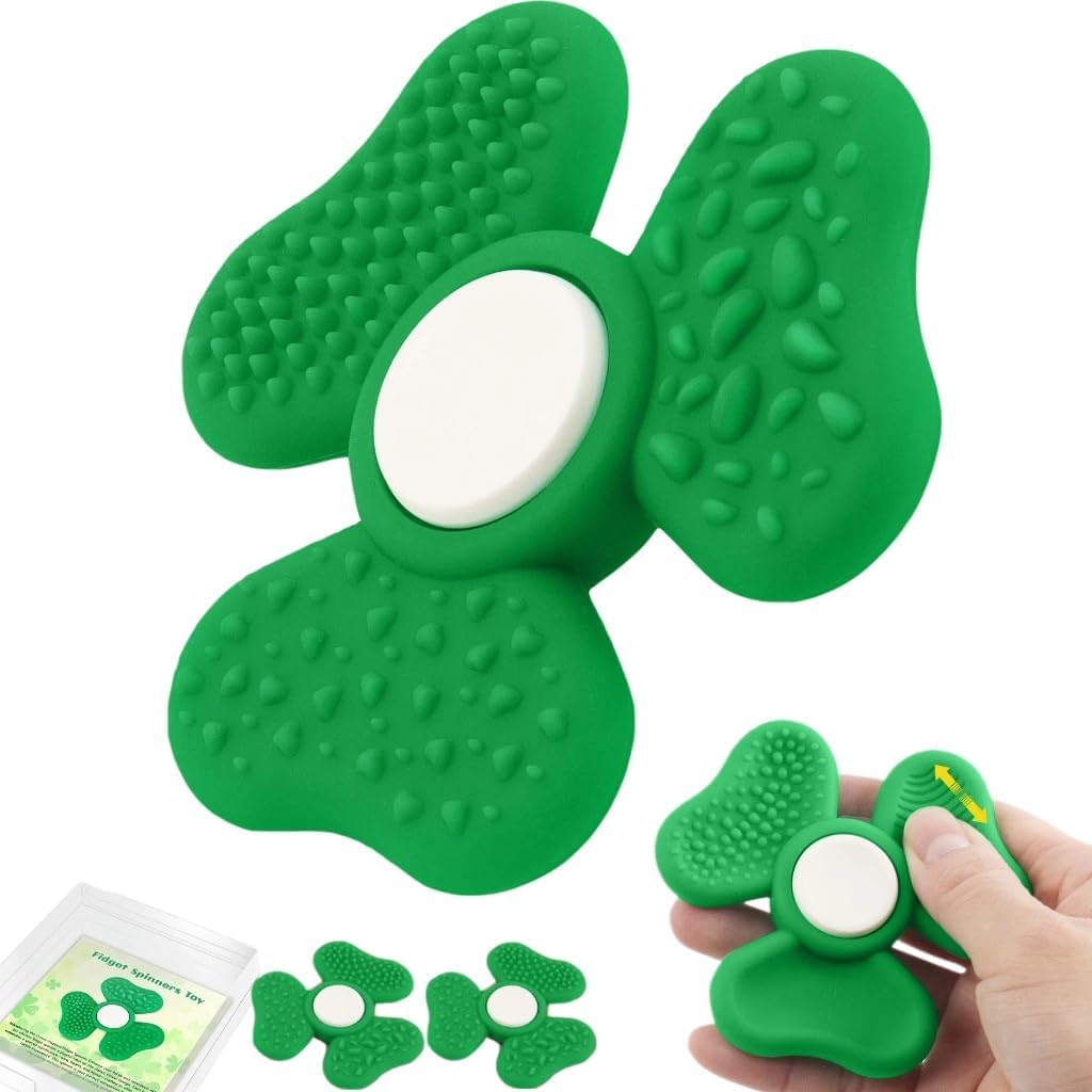 2pcs 2 in 1 Silicone Sensory Fidget Toy with Fidget Spinner & Worry Stones