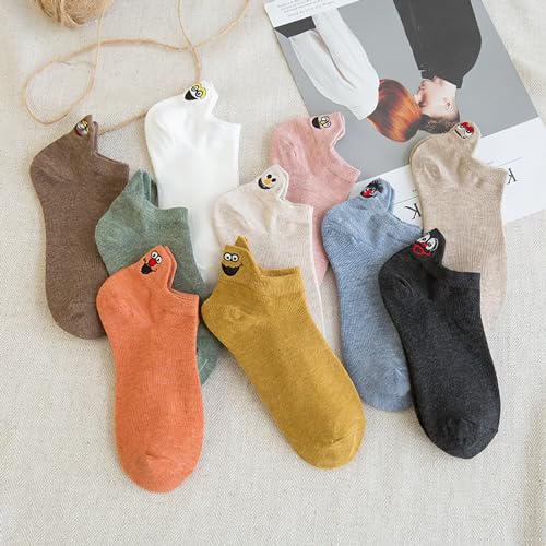 10 Pairs of Funny Socks, Lovely Embroidered Soft Cotton Low Cut Socks Women2