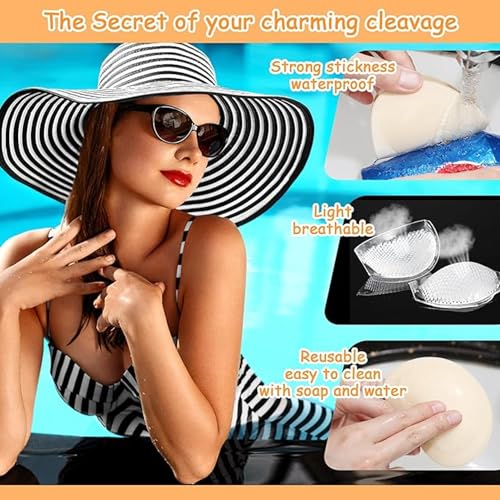 Image of SATINIOR Silicone Bra Inserts Breathable Enhancers Waterproof Push Up Bra Pads Non Slip Reusable Pad for Bikini