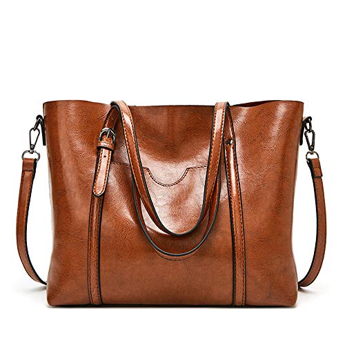 MINGZE Bolsos Mujer Tote  De Hombro Piel Bandolera Cuero Moda Grande Capacidad Casual