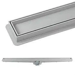 Ralo Linear Oculto Invisível Inteligente Sifonado para Banheiro Piso Porcelanato 6x70cm (Cinza)