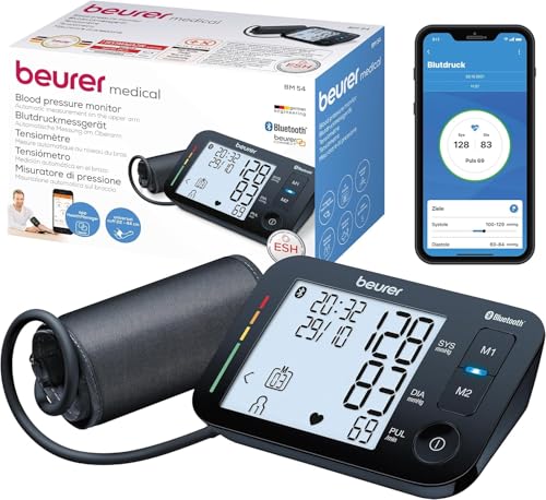 Beurer BM 54 Oberarm-Blutdruckmessgerät, klinisch validiert, XL-Display, App-Anbindung mit...
