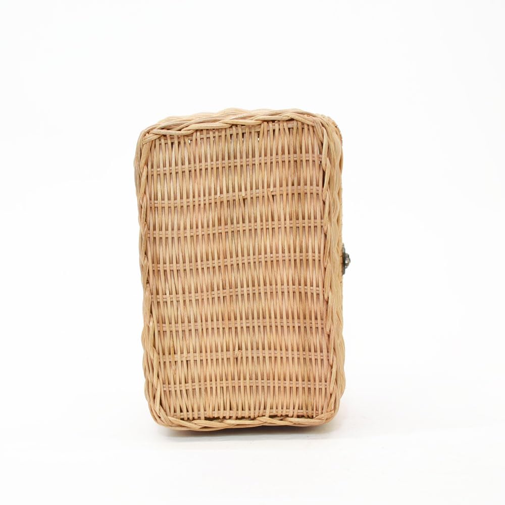 Amazon｜ラタン製 ツールバスケット 蓋付き ピクニック 四角 籐籠