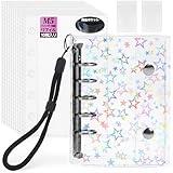 シール帳 透明 M5サイズ はがせる 女の子 シールバインダー シール手帳 クリアバインダー 5穴 シール収納 推し活グッズ シール台紙10枚セット 3層構造 PPシート2枚&専用ストラップ付き（星柄入り）