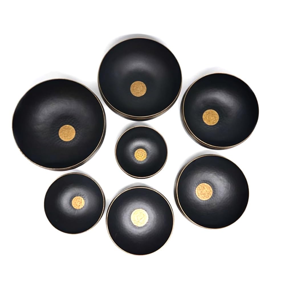 Campana tibetana in ottone fatta a mano, set da 16-28 cm, strato nano ultrasonico, colore nero opzionale, interno splendidamente intagliato, suola in rame per meditazione yoga, adatta per B (Nero C3-
