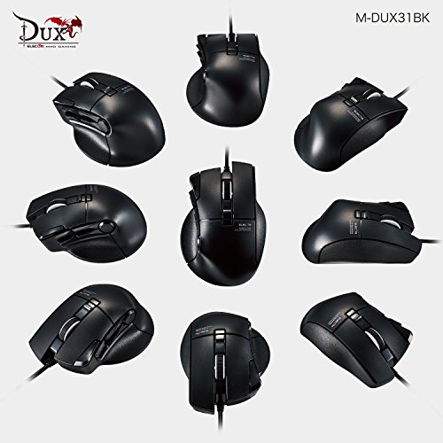 Elecom Mmo Gaming Mouse Wired 10 Button Hardware Macro 3500Dpi Black M-Dux31Bk #TOP7