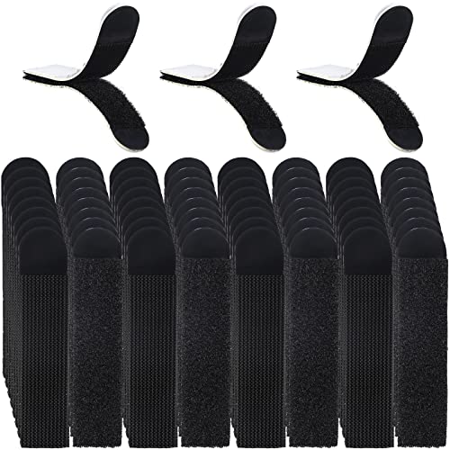 32 Pairs, 64 Strips Large Picture Hanging Strips Heavy Duty Holds Close to 16 Lbs Decorate No Damage Hanging Strips Hook and Loop Tape Picture Hanger Adhesive Strip for Frame Hanging (Black)