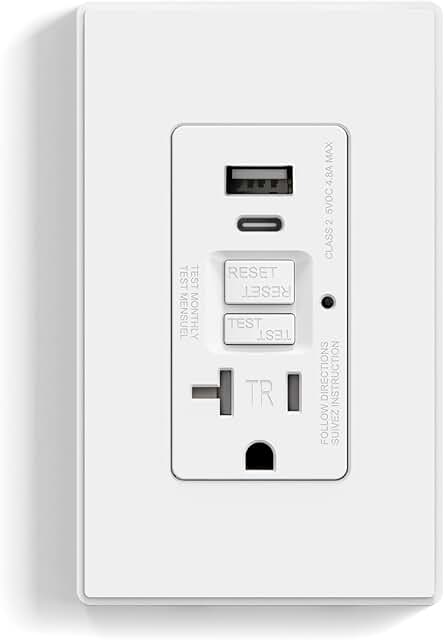 ELEGRP GFCI Outlet with USB Ports, 20 Amp Self-Test GFCI Combination wit...