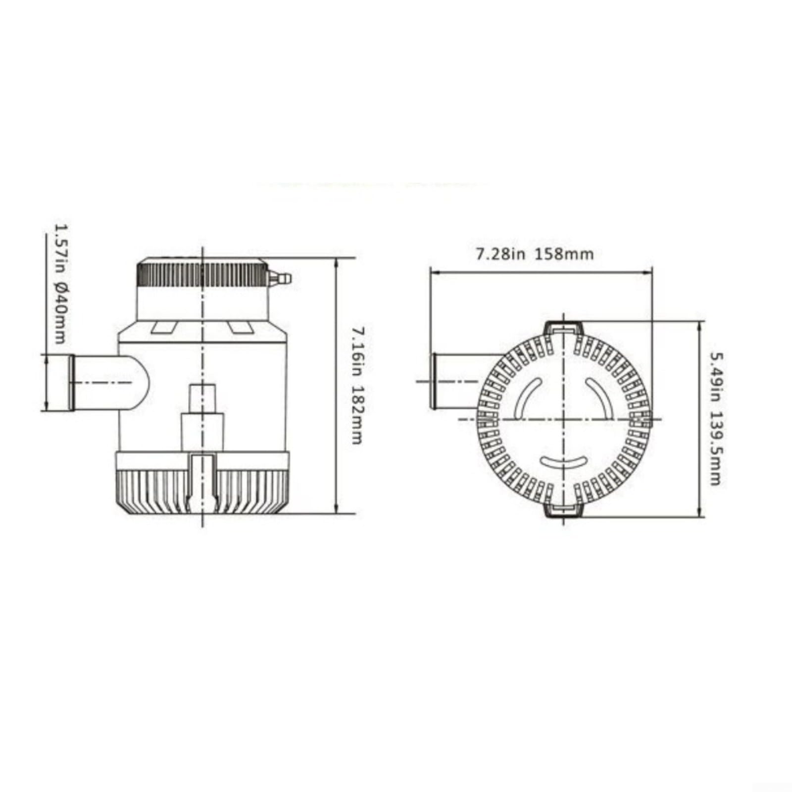 Bomba sumergible 3500 GPH (13.248 l/h) para yates y barcos, bomba de achique de 12 V/24 V con altura de extracción de 8 m, carcasa de ABS resistente, bajo consumo de energía para aguas residuales (12