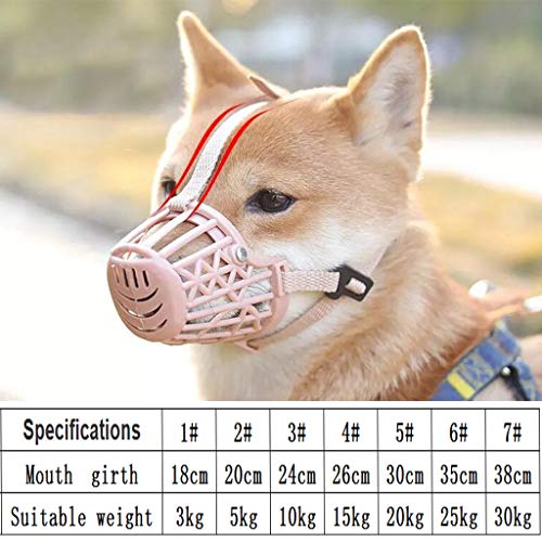 Juego de bozal para perro, jaula ajustable de plástico antimordeduras, cubierta bucal transpirable y cómoda para perros pequeños, medianos y grandes, 7 piezas