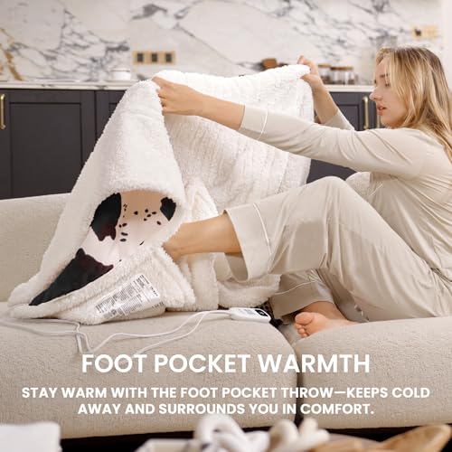 Image of Heated Blanket Throw Blanket - Fast Heating Electric Blanket, Soft Flannel Heated Throw with 4 Time Settings,10 Heating Settings, Warm Gifts for Women & Mom & Grandma