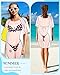 Jeyiour 6 Pack Women's Funny Bikini Shirt Short Sleeve Cover up Baggy T Shirt Dress Cute Bikini Print Baggy Swimwear(Fashionable Style,L)