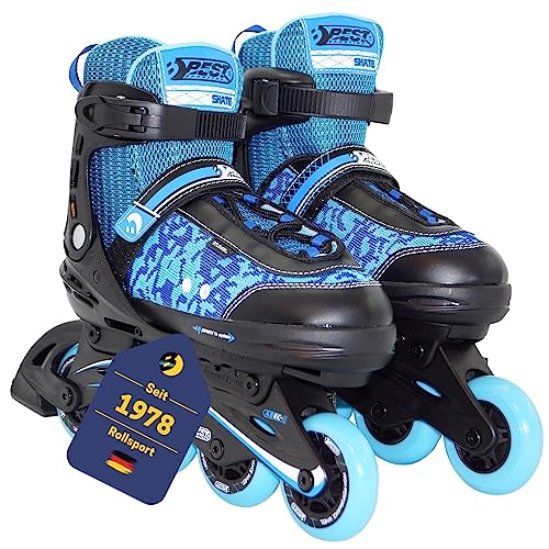 BEST SPORTING Inline Skates Kinder I Rollschuhe größenverstellbar 35-40 I robuste Inliner für Jugendliche mit Bremse I blau - schwarz I Rollerskates Schuhe Kinder I Inliner mit 4 Rollen