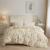 Design pratique : la housse de couette à motif floral Cottagecore est conçue avec une fermeture éclair en métal dissimulée, facile à mettre et à enlever votre couette, quatre attaches dans chaque coin de la housse de couette maintiennent la couette en place, les taies d'oreiller sont dotées d'une fermeture enveloppante, facile à mettre et à enlever.