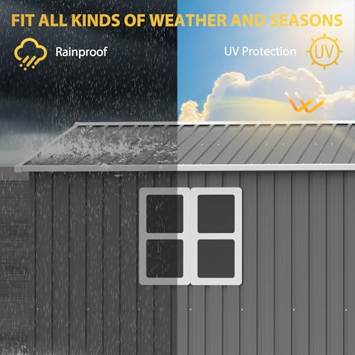 Image of YOPTO 12x10 FT Outdoor Storage Shed,Metal Shed W /Window & Floor Frame,Garden Tool House W /Sloped Roof,Lockable Doors & Air Vents,for Backyard Patio Lawn,Gray