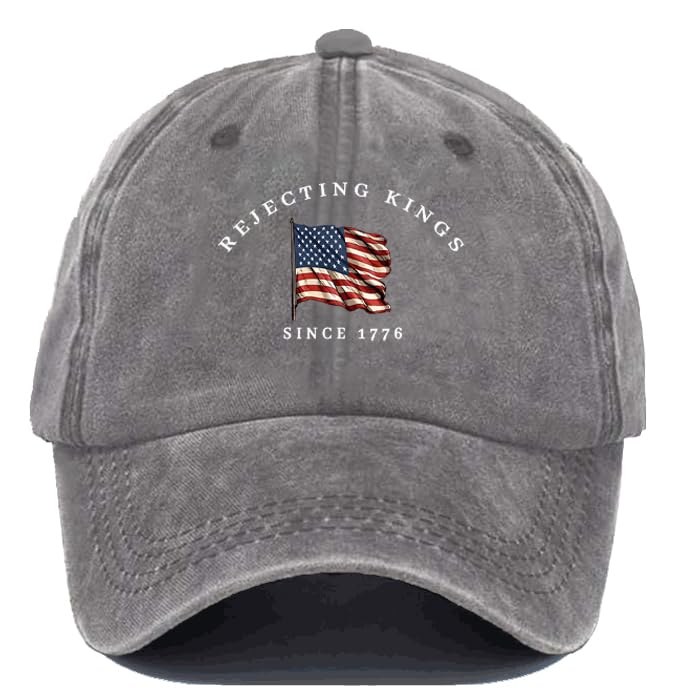 Image of Rejecting Kings Since 1776 Hat, No Kings in America Cap Funny Graphic Baseball Caps