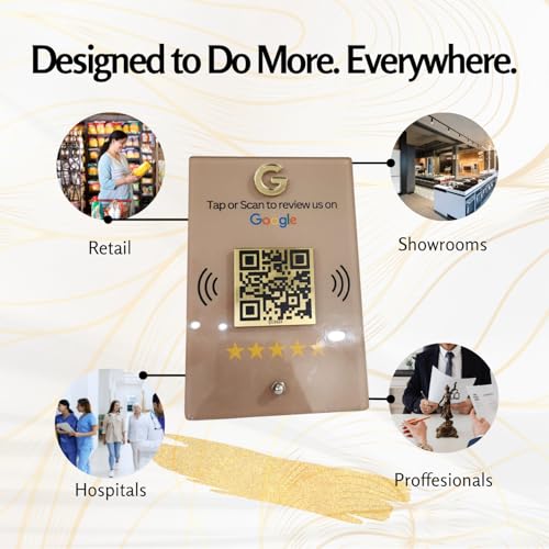 Golden QR Border NFC & QR Tap or Scan Standee for Business by tinydabba - 7