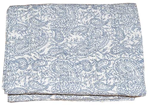 YUVANCRAFTS Handmade Paisley Screen Print Kantha Quilt Pure Cotton Traditional Print Queen Quilt Blanket Bedspreads Throw
