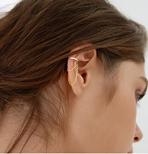 Reffeer Solid 925 Sterling Silver Cuff Earrings Chain for Women Cartilage Wrap Earrings Helix Cuffs3