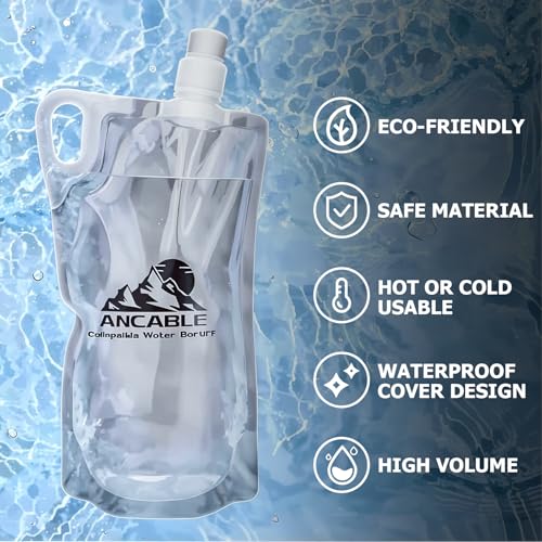 Ancable 33oz (1L) Collapsible Water Bottles, 3-Pack Reusable Travel Foldable Water Bottles for Hiking Camping Running Bike, BPA-Free Water Bottle - image 6