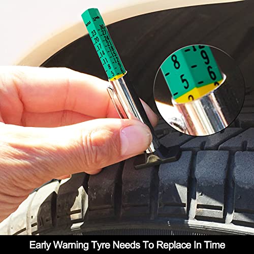 Image of GODESON Tire Tread Depth Gauge,Two-Sided Smart Color Coded Tire Tread Depth Measurement Tool, Tire Wear Gauge in 32nds(Pack of 2)