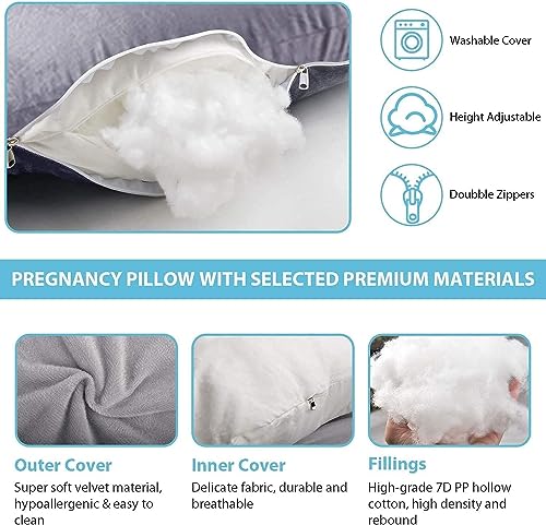 Image of Pregnancy Pillows for Women Sleeping U Shaped Full Body Maternity Pillow with Removable Cover Maternity Support - for Back, HIPS, Legs, Belly for Pregnant Women