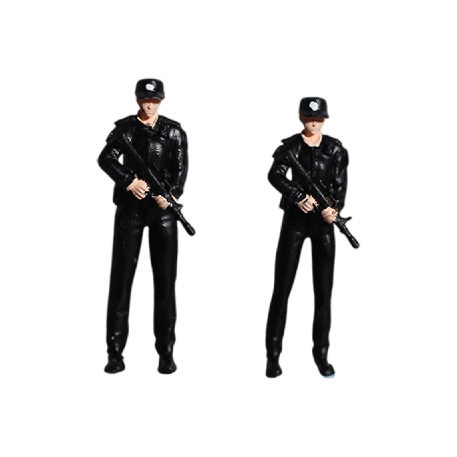 Menolana 1/64 Polices Model Resin Figurines Desk Decoration Landscape Decor Sand Table Layout Decoration Photo Prop Miniature Ornament, 1 Woman and 1 Male