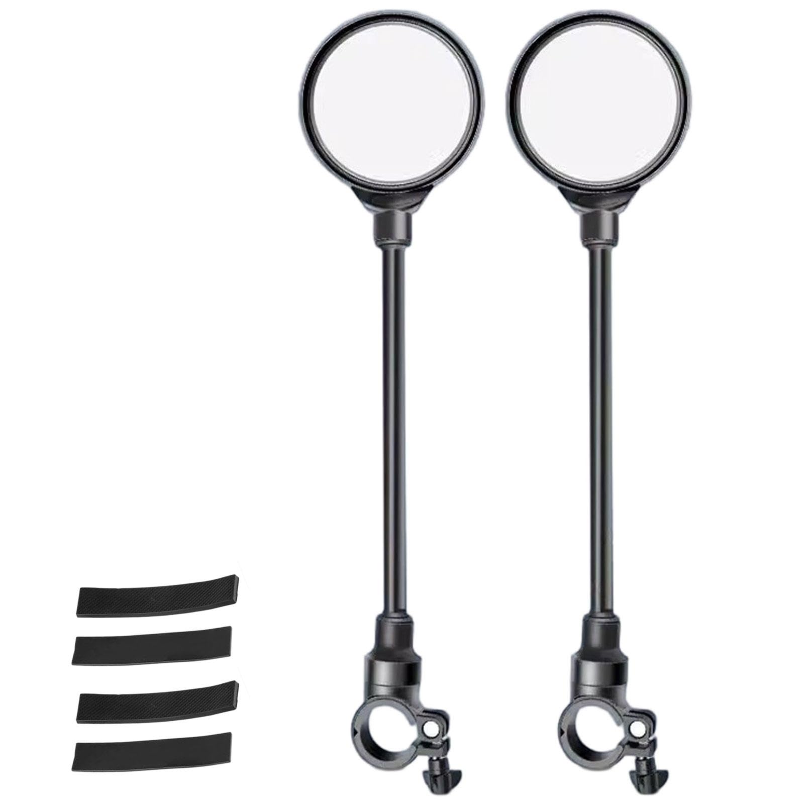 Fahrradspiegel-Lenkerhalterung, Verstellbarer Drehbarer Fahrrad-Rückspiegel, Konvexer Weitwinkel-Sicherheitsspiegel für Mountainbikes, Schwarz,2 PCS