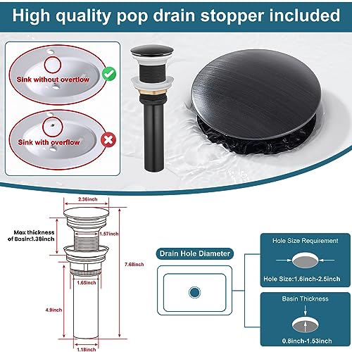 Bathroom Vessel Bowl Sink Faucet Oil Rubbed Bronze Tall Body Single Handle Lavatory Vanity Mixer Bar Tap With Pop Up Drain Tall Spout Single Hole Deck Mount Brass #TOP6