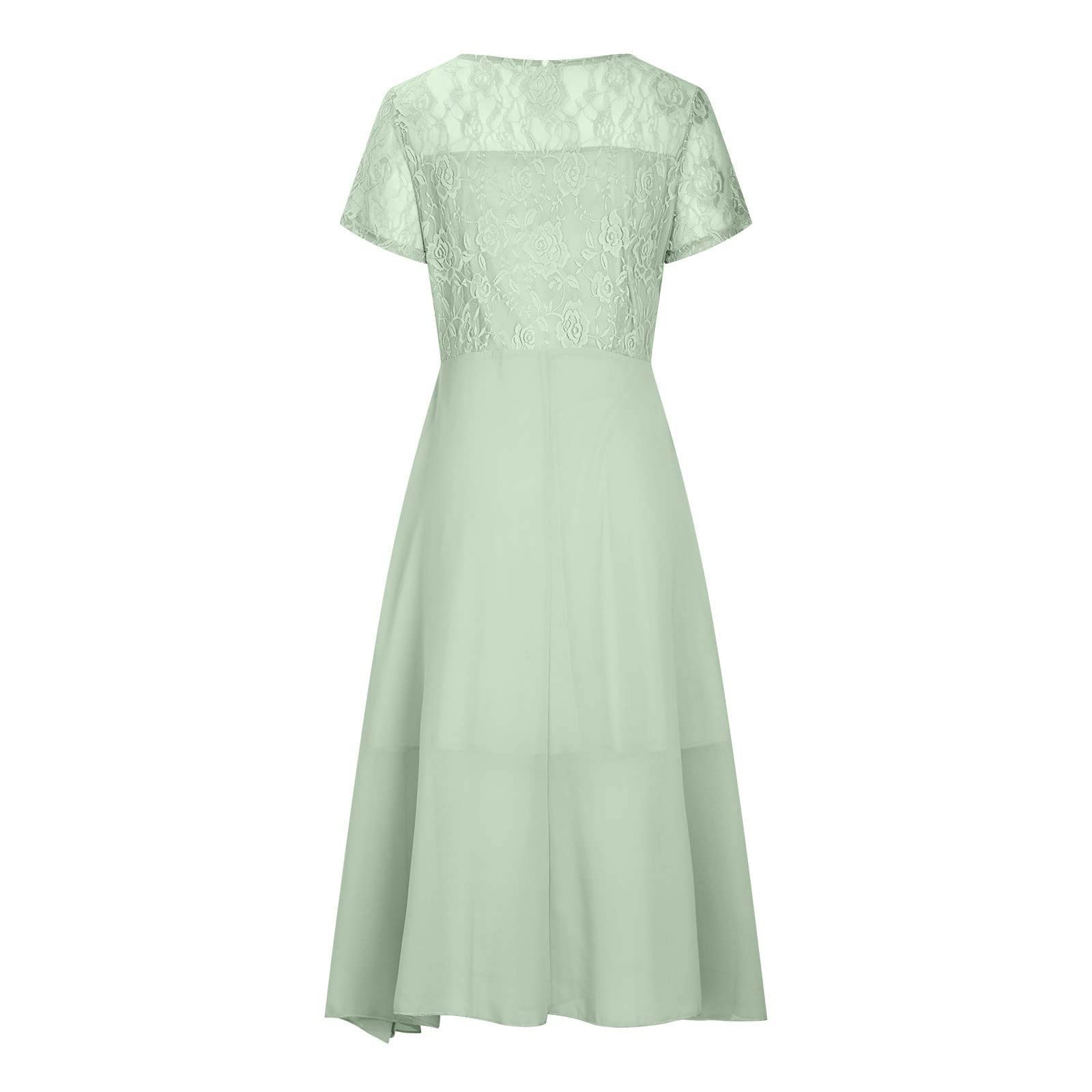 FUPODD Sommerkleid Damen Lang Spitze Abendkleider Elegant Für Hochzeit Chiffonkleid Damen Cocktailkleid Damen Abendkleid Damen Luftig Ballkleid Brautjungfernkleider Festliche Kleider Damen Schwingen