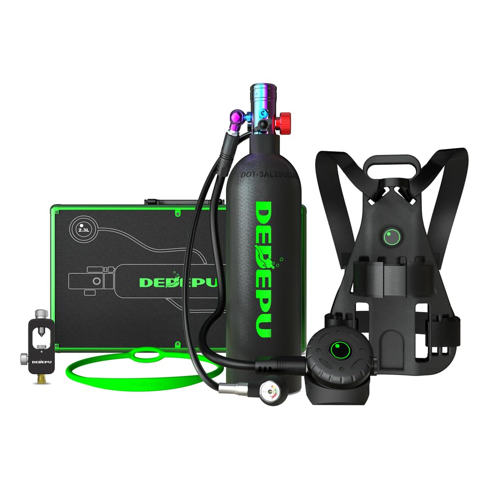 Sponsored Ad - DEDEPU 2.3L Scuba Tank, Mini Diving Tank Small Lung Tank with Adapter, Up to 40 Mins Underwater Breathing Time, Portable Backup Air Cylinder, Emergency Resuce Pony Bottle