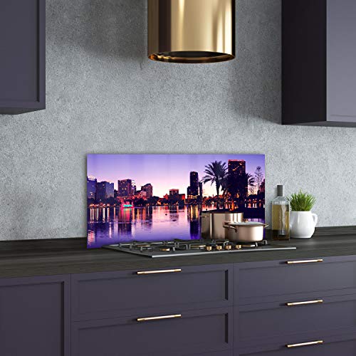 Splashback guard cuisine 100x50 dosseret verre violet architecture - 3