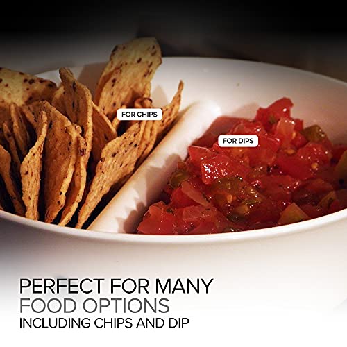 Anti-Soggy Cereal Bowl - Bpa-Free Divided Sectional Bowls - Stackable - Novelty Kitchen Gift - Dishwasher Safe Kids & Adults - Olives & Pickles, Chips, Soup, Rice, Salad, Ice Cream - White 2Pk #TOP4