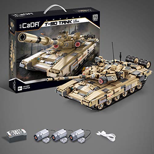 LIND CADA C61003W Technik Panzer, 2.4Ghz 1:10 Technik Ferngesteuert WW2 Militär T-90 Panzer Bauset, 1722 Klemmbausteine… – Bild 3