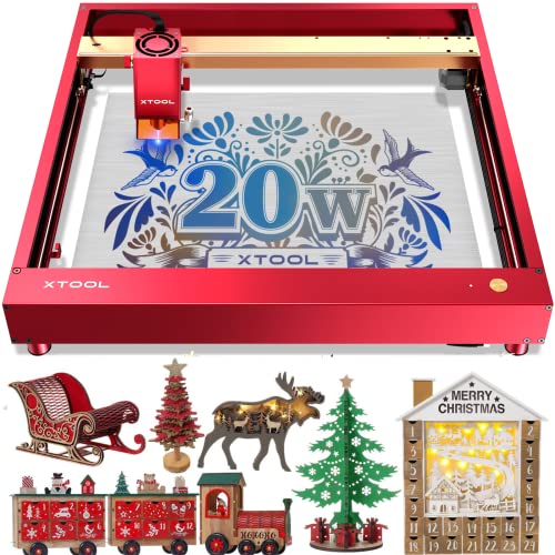 xTool D1 Pro Upgraded Laser Engraver, 20W Output Power DIY Laser Cutter, 120W Higher Accuracy Laser Engraving Machine for Engraving 340+ Colors On Metal Steel (RED)