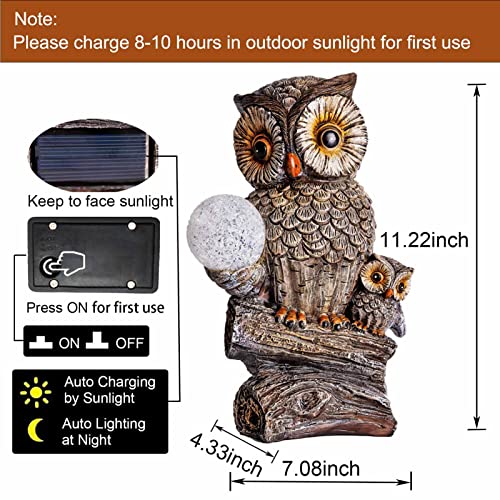 Foreby Garden Decor Owl Statues Outdoor Decorations,Resin Owl Figurines With Solar Power Lighted Ball- Owl Gardening Gifts For Women Owl Lawn Ornaments For Patio Decor Yard Lawn Decoration #TOP2