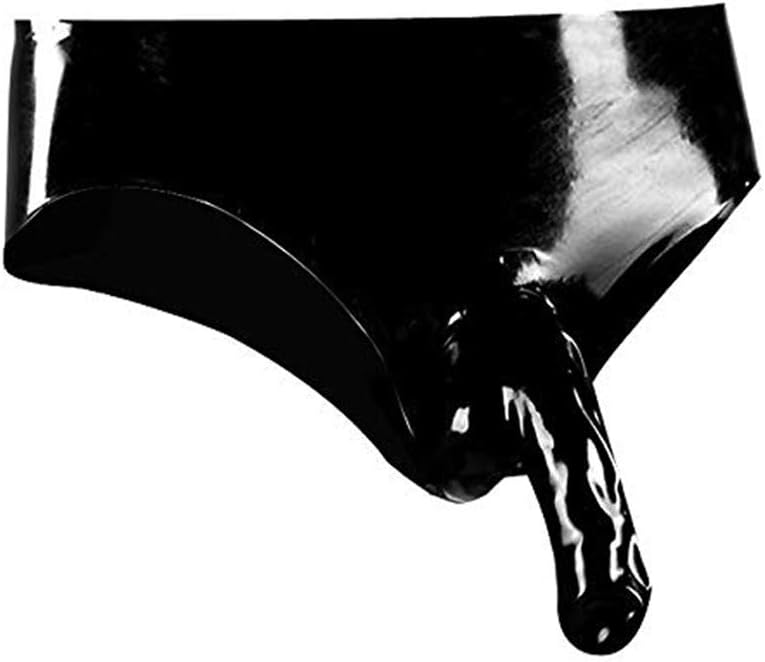 Mens Latex Briefs Underwear Rubber Shorts with Cock and Ball Sheath