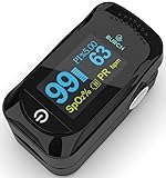 BURCH Med ® Sättigungsmessgerät Sauerstoffmessgerät Finger - Oximeter - CE + FAGG Medizinische Qualifikation und Inspektion - NL Anleitung - Schnur + Batt. (SCHWARZ)