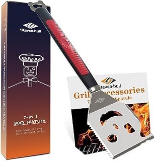 Grill Spatula for Outdoor Grill, 7-in-1 BBQ Tools Utensils, Extra Long Grill Accessories, Box Package, BBQ Gifts for Men