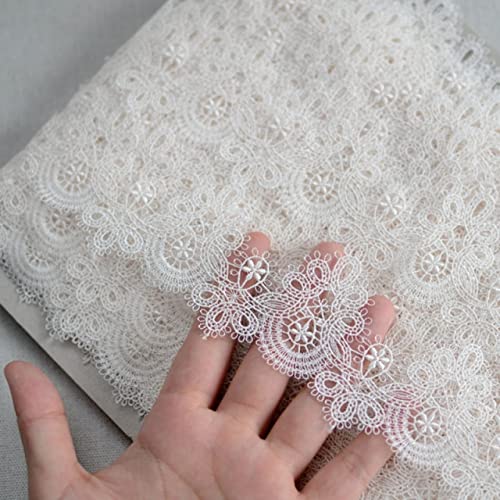 Lace - 5CM Wide Exquisite White Black Polyester Cotton Embroidery Ribbon 3d Flowers Lace Collar Trim Dress Curtains Hat Sewing Supplies (White)