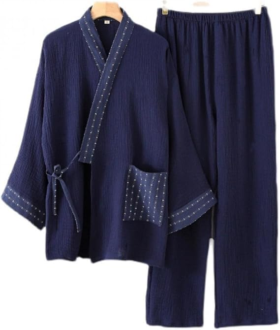 Amazon 和風パジャマ メンズ ルームウェア ナイトウェア 甚平 上下セット 前開き 和服 お寝巻き 浴衣 部屋着 綿 長袖 長ズボン 吸汗速乾 肌触り かっこいい プレゼント パジャマ 通販