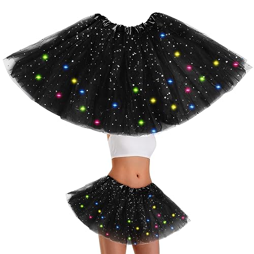 Womens Light Up Tutu Skrit LED Tutus Black Tulle Dance Skirts