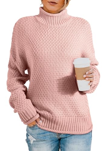 Image of Dokotoo Womens 2026 Winter Fall Solid Turtleneck High Neck Balloon Long Sleeve Sweaters Pullover Outerwear