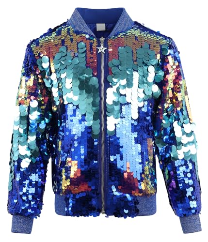 Image of 2Bunnies Girl Ombre Pastel Gradient Shimmer Sparkle Colorful Sequin Bomber Jacket