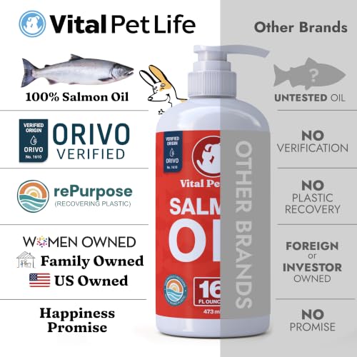 Salmon Oil for Dogs & Cats - Healthy Skin & Coat, Soft Shiny Glossy Coat, Fish Oil Omega 3 EPA DHA, Immune System & Heart Function Support, Normal Shedding, Liquid Supplement for Pets, 16 oz | Soft Shiny Glossy Coat, EPA DHA, Immune System & Heart Function Support, Normal Shedding, Supplement for Pets