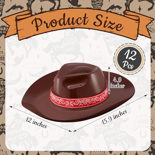 Image of Xtinmee 12 Pieces Cowboy Hats Bulk Adult Cowboy Hats Party Pack Western Cowboy Hat Costume Accessories Western Rodeo Party Supplies