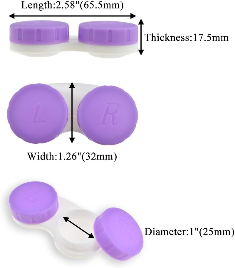 HAHIYO Contact Lens Case Box Holder Diameter 25mm Durable Leakproof Light Convenient Left/Right Eyes Contact Lens Container Soak Storage Kit for Storing Small Items Travel Purple 5 Pack : Everything Else