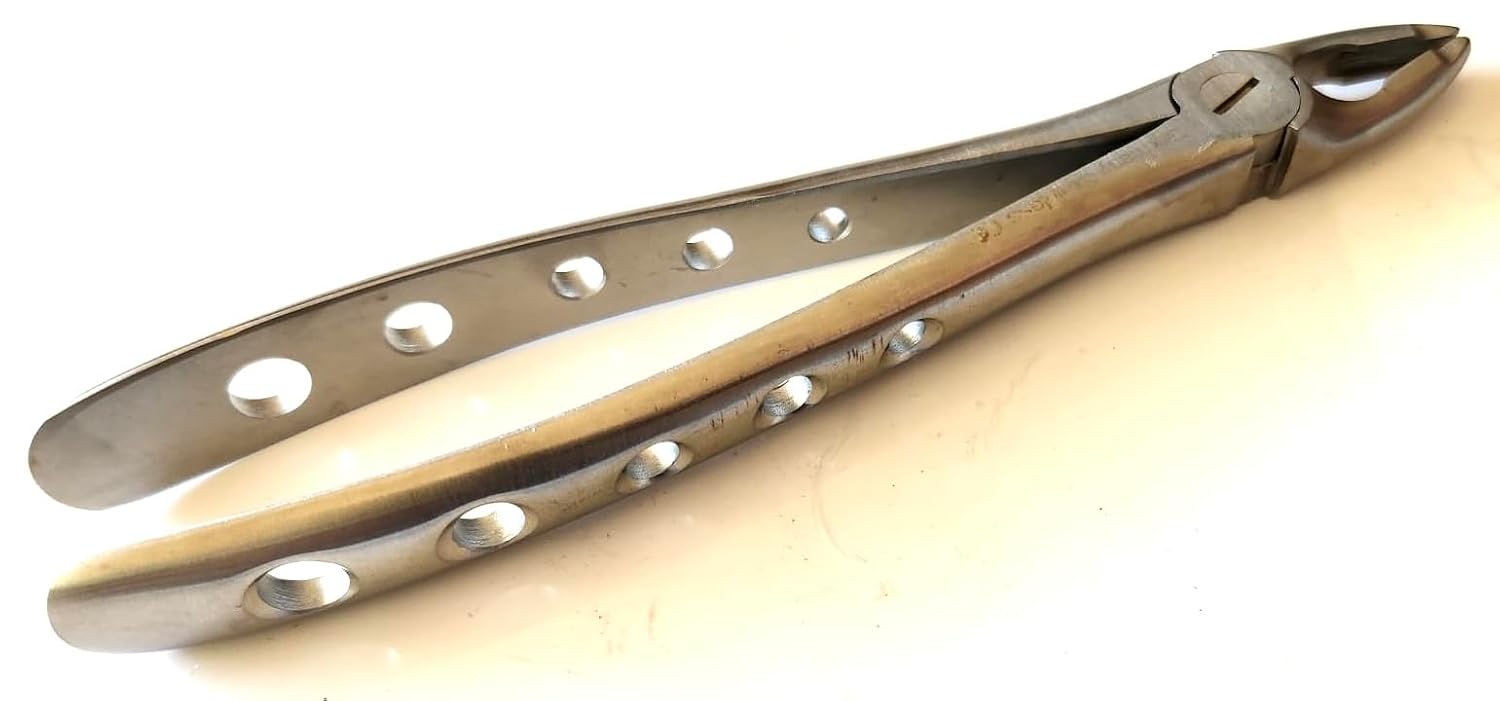 Dental Tooth Extracting Forceps Upper Anterior with Serrated Jaws, Silver