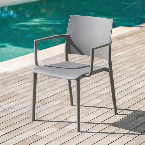 IDIMEX Gartenstuhl Terra im 4er Set stapelbar, grau - Terassenstuhl aus UV-beständigem Kunststoff, Leichter Stuhl für In- und Outdoor, Balkonstuhl aus Polypropylen