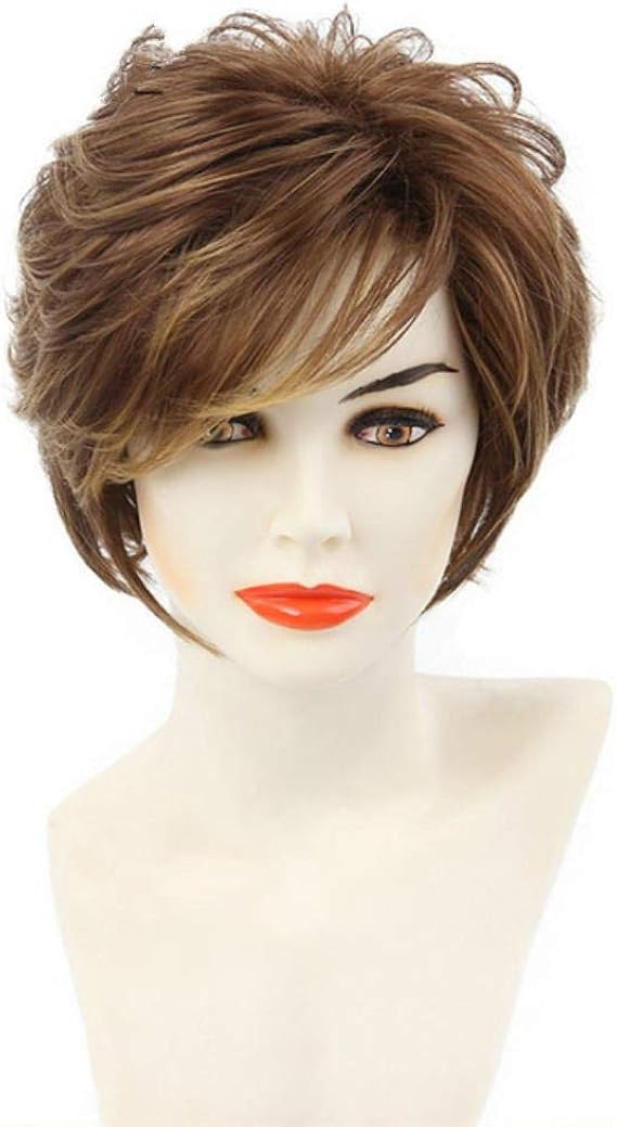 Amazon キューブショートナチュラルヘアウィッグ10 ストレートウィッグ前髪付きピクシーカットハイライトふわふわ Ss101 8インチ フルウィッグ 通販